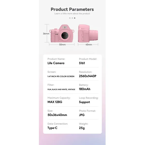 Mini Camera 1440p 2K HD Video Recording S161 Portable kids Cam DV Video Recorder With Lamp