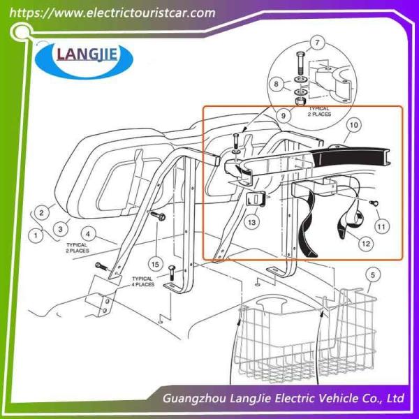 TXT Rear Seat Bag Fixed Ball Bag Bracket For EZGO Golf Cart Components Vehicle Repair