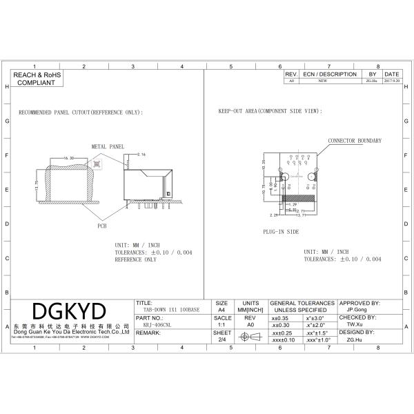 Industrial RJ45 Female Connector 10/100 Base-T with LED 8P8C
