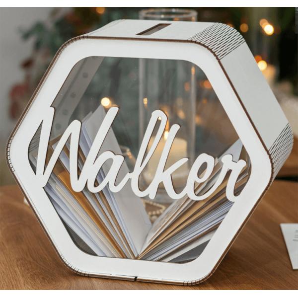 Amazon vente à chaud boîte de rangement de cartes de mariage en bois avec fenêtre en PVC, boîte de rangement de cartes-cadeaux