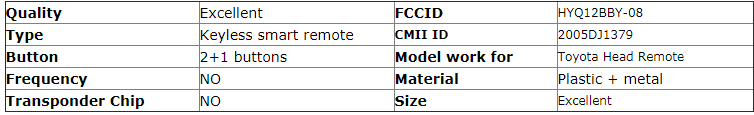 Blank Key Shell 12BBY-08 CMII ID 2005DJ1379