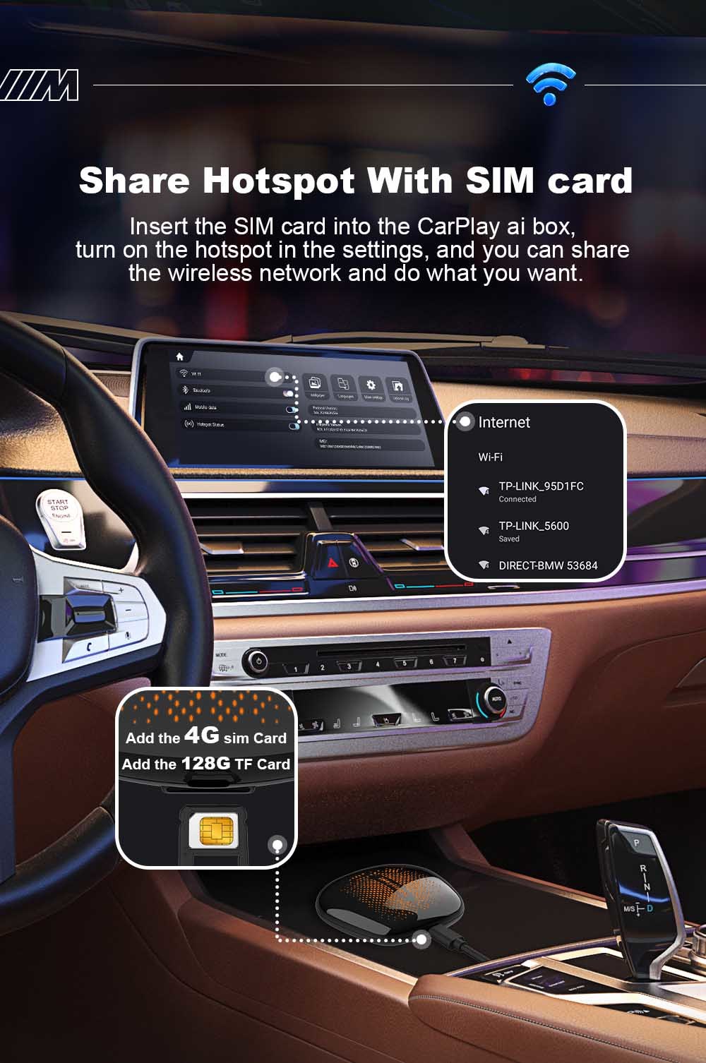 Universal Entertainment Android Carplay Ai Box For BMW Back Seat Auto