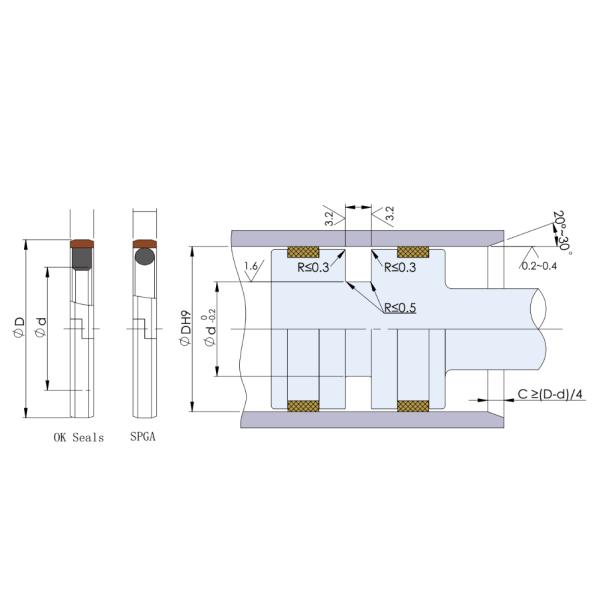 PTFE Hydraulic Cylinder Piston Seal Types 85mm Chemical Resistant