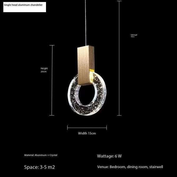 Modern Crystal Ring Chandelier Creative Villa Hotel Restaurant Gold Pendant Light Staircase Chandeliers