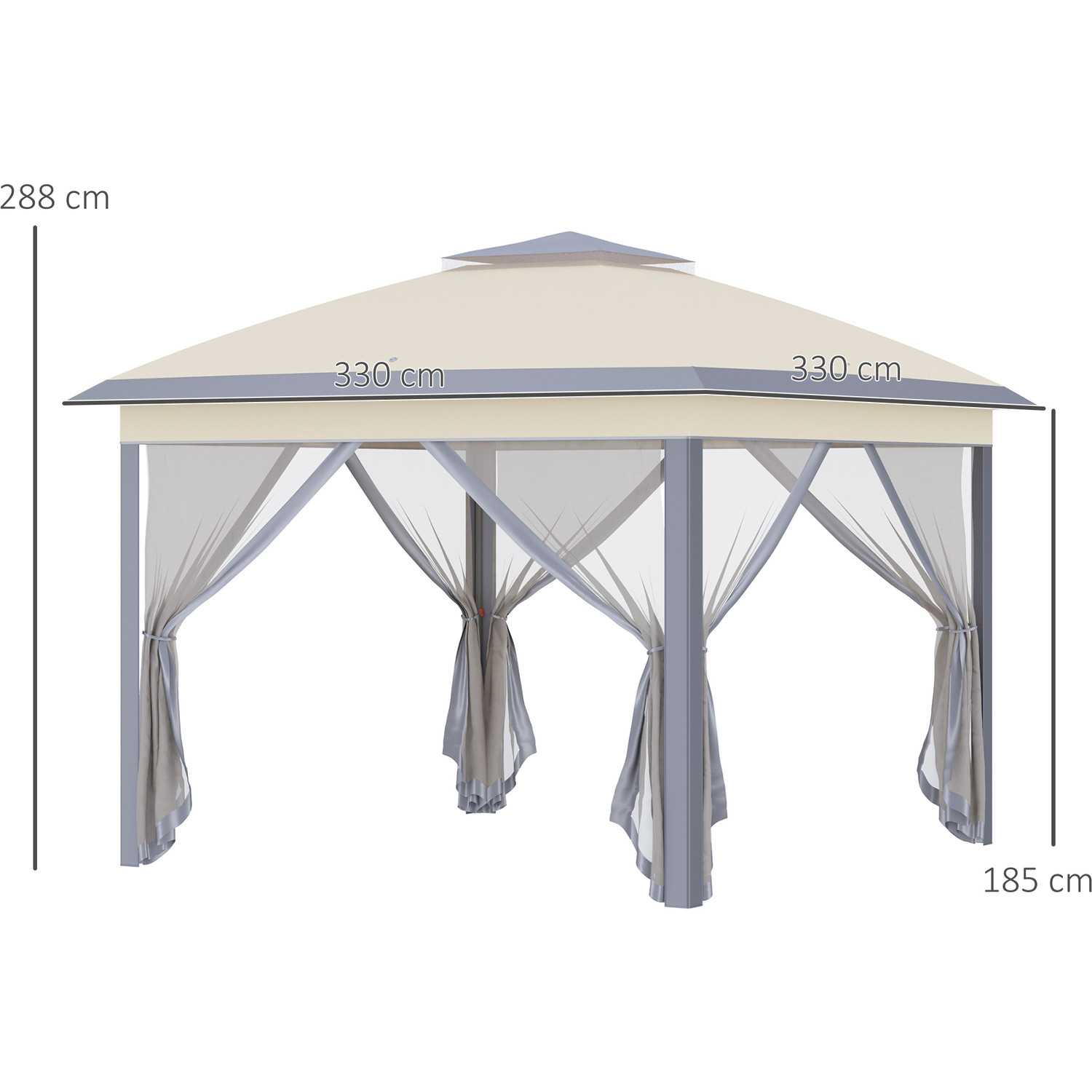 Rot Proof L330 x W330 x H288cm AJUNION Garden Gazebo Outdoor Canopy Shade Pop Up Tent