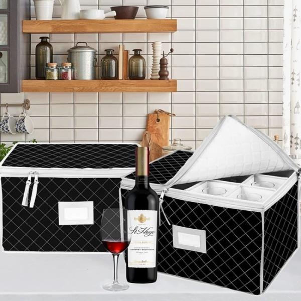 Premium Stemware Storage Case with Divider for Wine Glasses, Champagne , Glassware Container, Organization Box