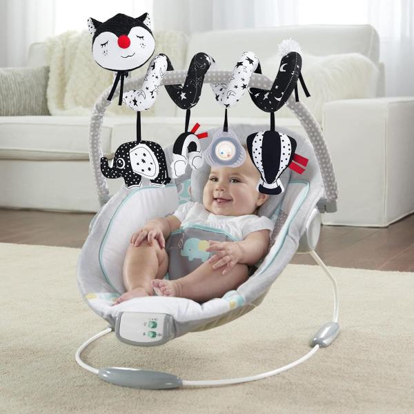 Newborn Musical Black Fox Stroller Toys High Contrast Black and White Toys for Babies