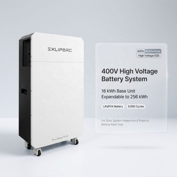 400V High Voltage Modular Energy Storage System IP65 16kWh Expandable to 128kWh for Residential Solar