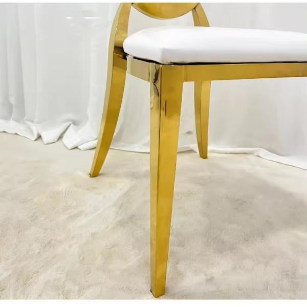 Sillas doradas con respaldo redondo de lujo para fiestas, eventos al aire libre e interior, bodas y banquetes, sillas de comedor con cojín y asiento para hoteles
