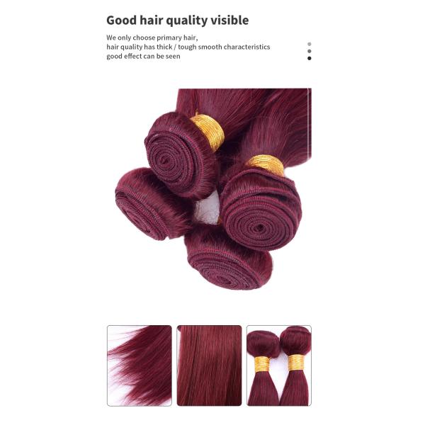 Straight 99j 12inch Colored Human Hair Bundles For Birthday And Wedding