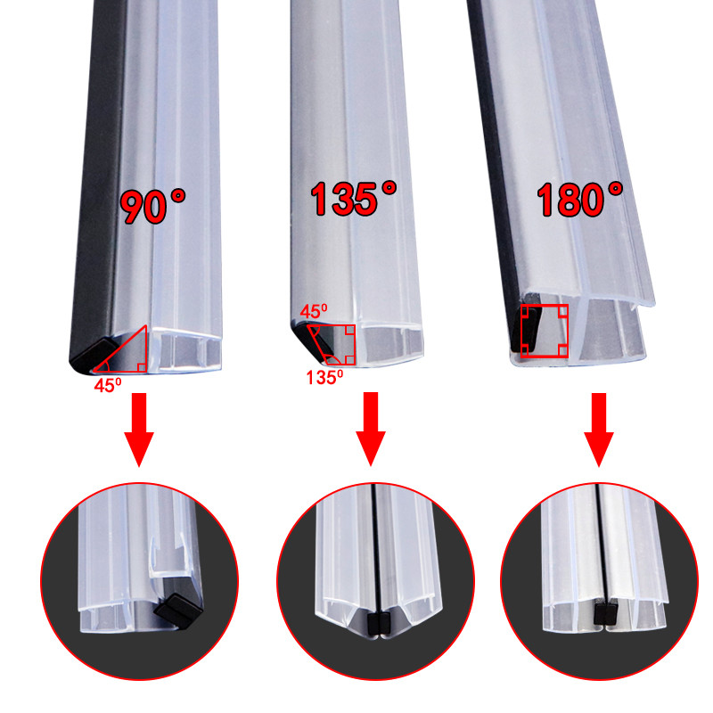дверь PVC прокладки уплотнения двери ливня Bathroom 10mm 90° магнитная Weatherstrip