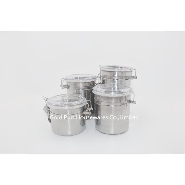 0.13cbm Metal Stainless Steel Canister Round Candy Tin Can With Clip Lid