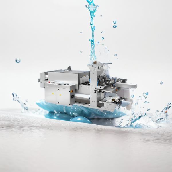 Fully automatic heat shrink packaging machine cuff type and precise wrapping solution online with turret rewind machine