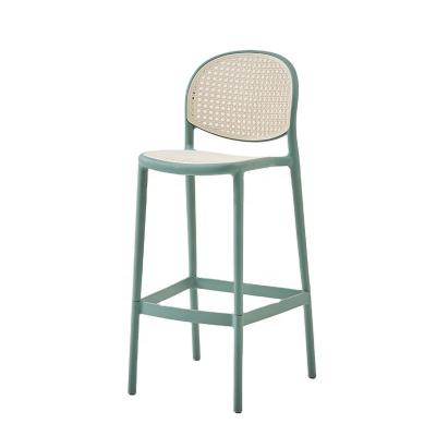 Modern PP Plastic Rattan Bar Stool Custom Color Commercial Furniture
