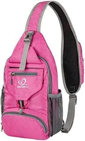 WATERFLY PACKABLE SMALL CROSSBODY SLING BACKPACK SHOULDER CHEST BAG DAYPACK FOR HIKING TRAVELING