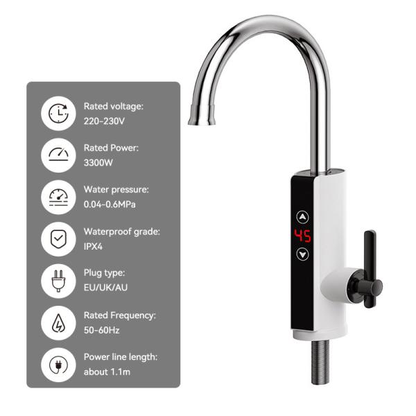 Kitchen Electric Instantaneous Hot Water Tap With LED Digital Temperature Display