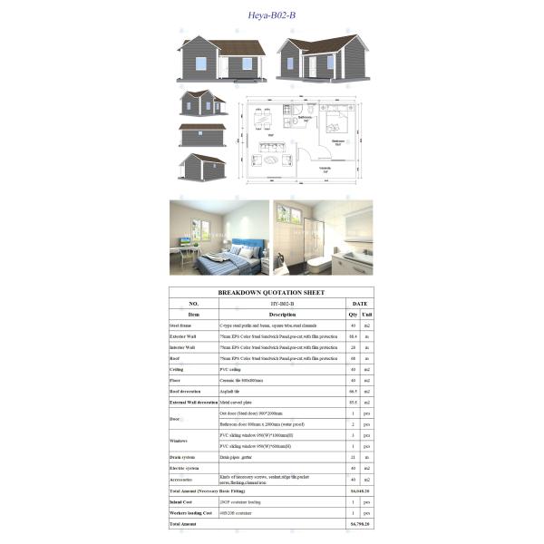 Heya-B02-B China best selling prefabricated apartment contractor 1 bedroom prefab house