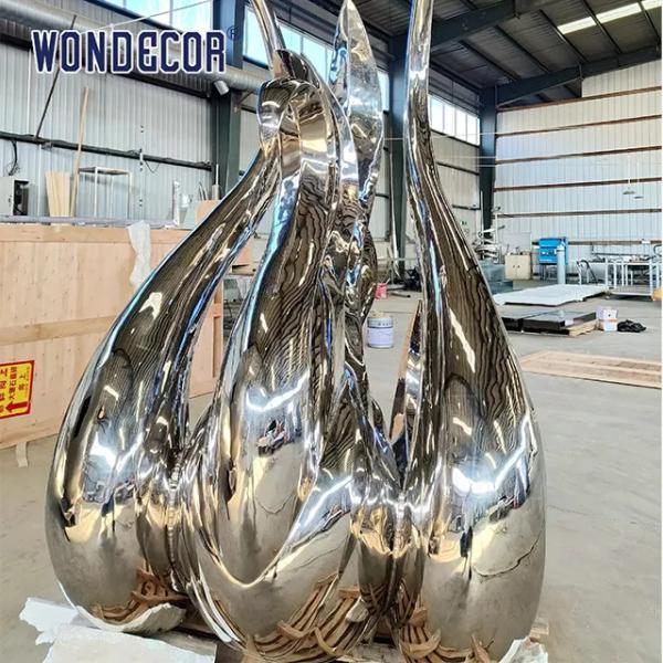 Stainless Steel Swan Forged Metal Sculpture Outdoor Garden Decoration