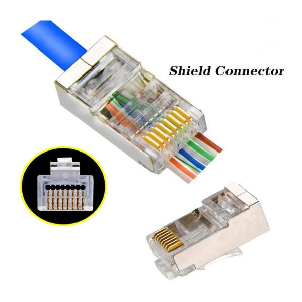 O ftp do conjunto de cabo STP da rede Cat6 protegeu os ethernet chapeados ouro RJ45 do contato