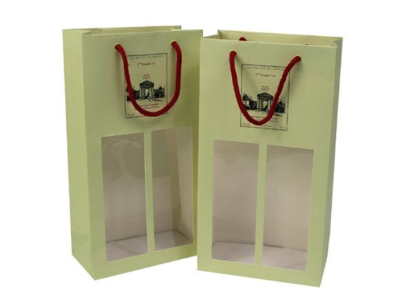 Saco de compras profissional do papel de embalagem, Sacos de empacotamento do presente para a garrafa de vinho