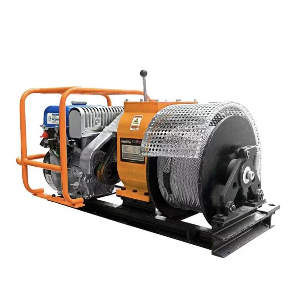 3 Ton Capacity Gasoline Power Winch with Yamaha MX175 Engine and Portable Steel Frame for Cable Pulling