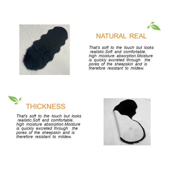 Floor Black Sheepskin Chair Cushion Pad For Living Room Sofa OEM