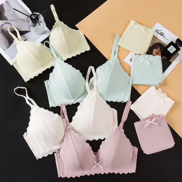 Women Wire Free Bra With Panty Set High Quality Seamless Lingerie Panties With Bra Set Women
