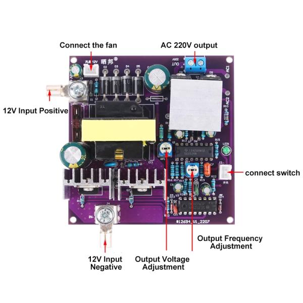 Стандартный монтажный тип 300 Вт Преобразователь усиления 12В до 220ВАК 50 Гц ПДВ-АК Инвертор Step-up