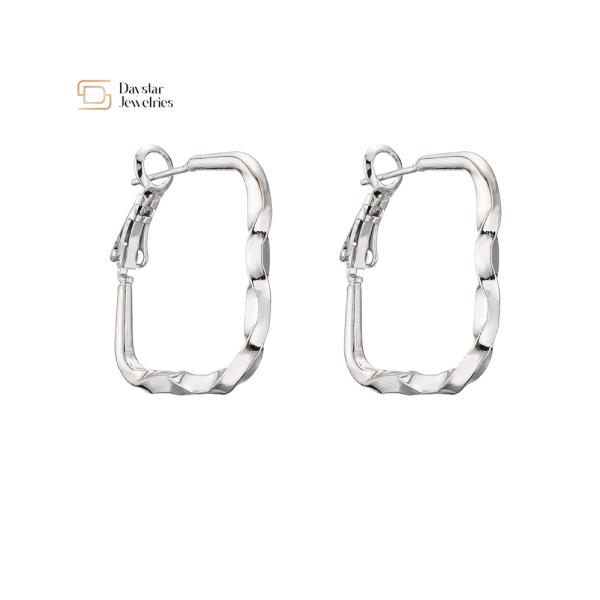 18k Real Gold Plated Brass Stud Earrings , Geometric Huggie Hoop Earrings