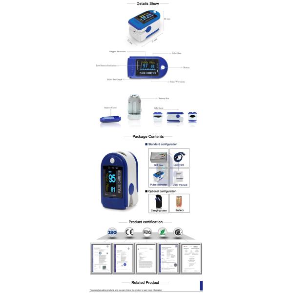 Medical Supply Equipment Device Ce FDA Blue plastic Blood Pressure Monitor used Cms50d Finger Pulse Oximeter