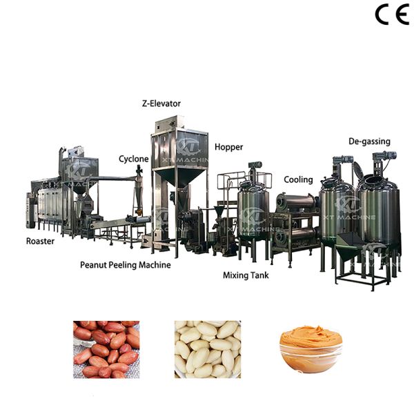 Capacité de broyage à double étage à haut rendement Équipement de traitement du beurre d'arachide entièrement automatique