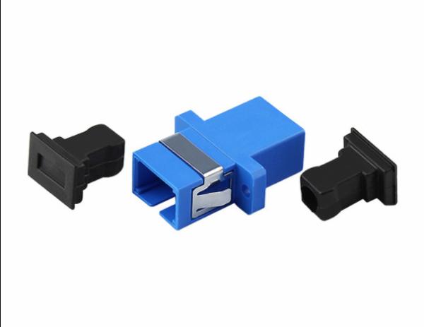 SC / UPC SM SX Fiber Optic Adapters Blue Color Single Mode Simplex Duplex