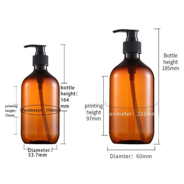 SGS Amber Green 500ml Hand Wash Bottle Plastic Shampoo Bottles With Pump