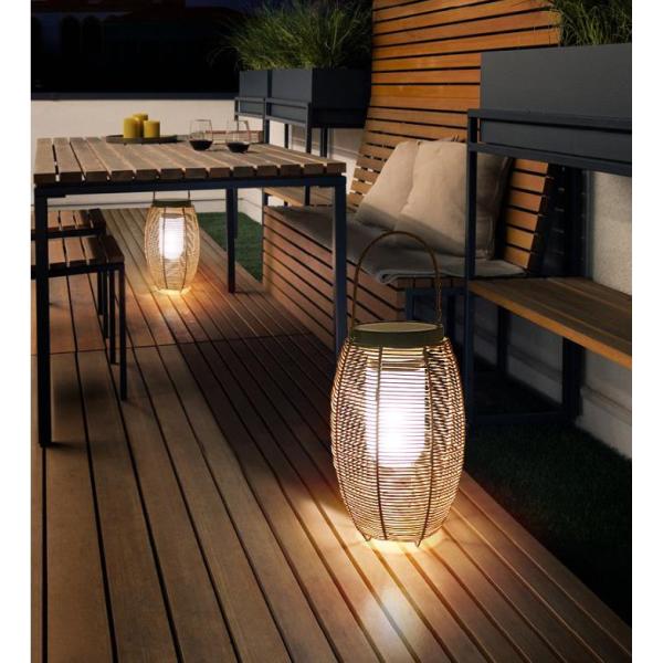 Outdoor Rattan Woven Solar Lights Lantern Waterproof For Garden Landscape