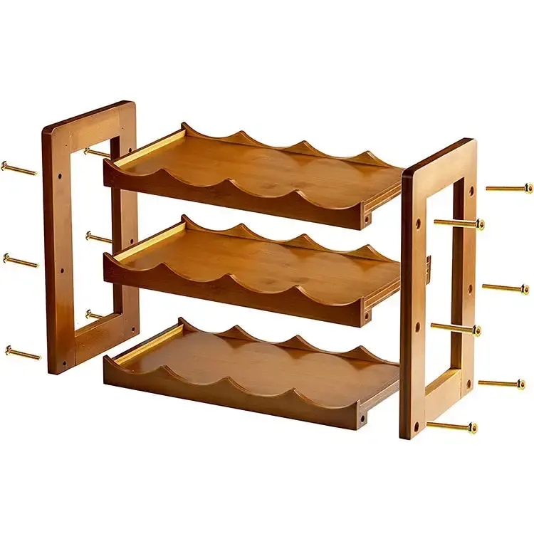 3 уровень Бамбуковый дисплейная стойка Бутылка с водой и вино