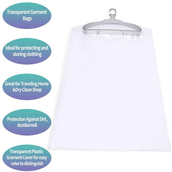 Laundrette Disposable Clear Garment Bags Polythylene Clothes Protector Bags