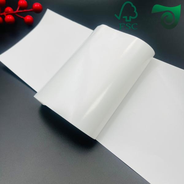 FSC Sticker Paper 80gsm White Wet Strength Paper For Beverage Labels High Printability