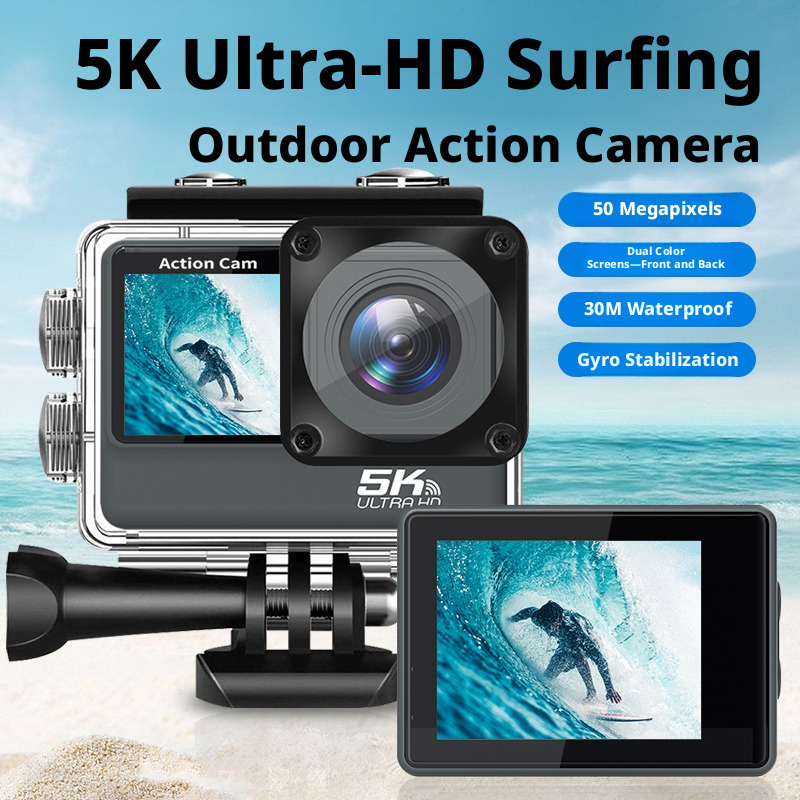 DLC 30M Depth Waterproof 6 Axis Gyro Stabilization  Action Cam Dual Selfie Screen WiFi Mobile Control Outdoor Sports Camera