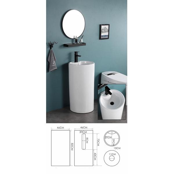 Ceramic Pedestal Free Standing Wash Basin Multiple Shape OEM ODM