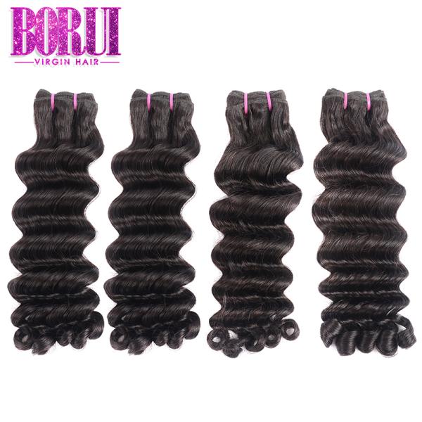 Egg Natural Curly Hair Extensions , Double Drawn Hair Weft Funmi Natural Color
