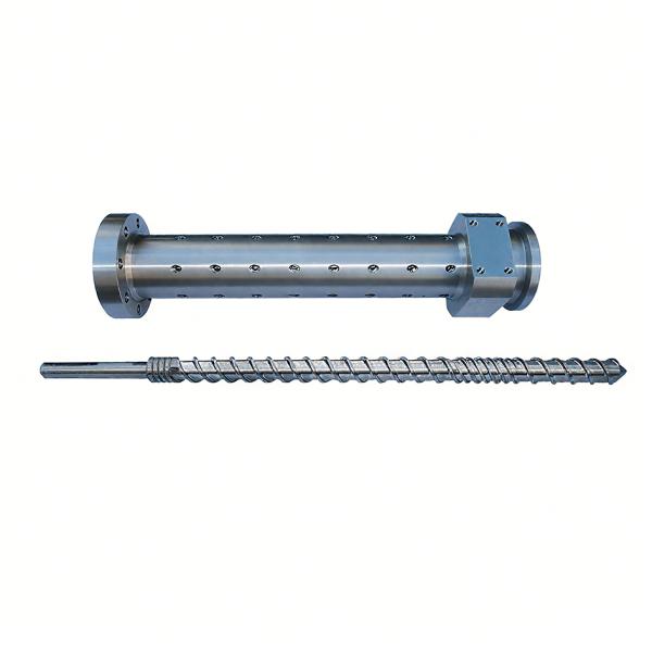 Vis et fourreau bimétalliques jumelés personnalisés pour machine de moulage par injection, extrudeuse de matériaux LDPE et PVC avec conception conique