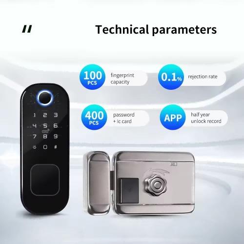 Facile à installer Tuya Wifi activé empreinte digitale Porte en verre Smart Lock