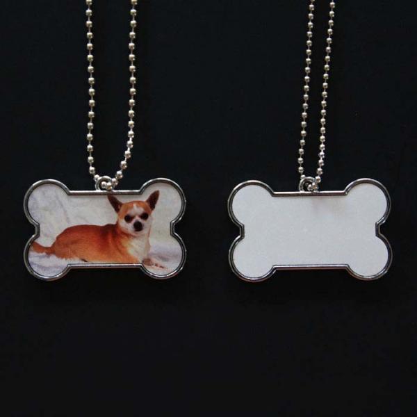 Logo personnalisé en blanc à double face Sublimation métallique Nom d'animal de compagnie Identifiant de la chaîne Étiquettes de chien pour l'impression par sublimation