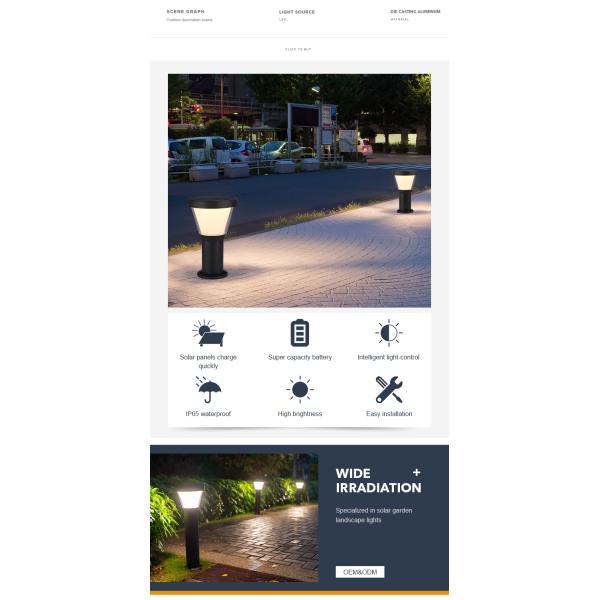 тропа СИД 6000K солнечная освещает сумрак для того чтобы рассветать свет открытого сада с батареей LiFePO4