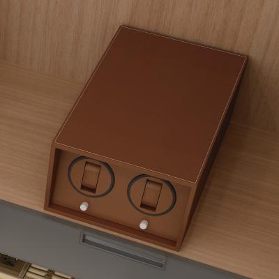 Base de MDF con veta de madera, bobinadora eléctrica doble para relojes, caja para relojes con rotación bidireccional