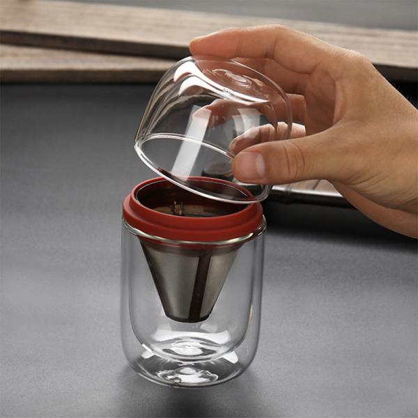 Размер все кофейной чашки портативного перемещения стеклянный небольшой в наборах одного чая кофеварки