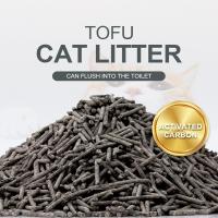 Fournitures pour animaux en gros Litière pour chat en tofu au charbon actif à faible poussière Désodorisation Absorption Agglomération Produits pour animaux de compagnie