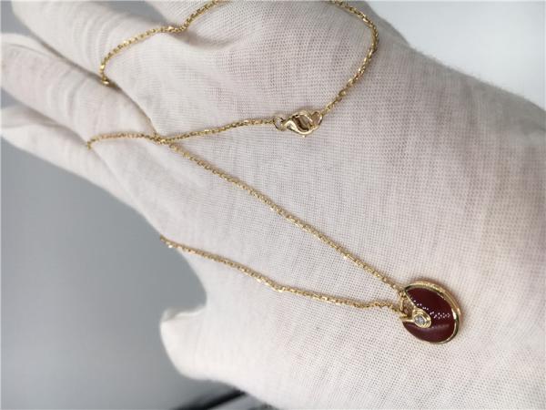 XS Model High End Custom Jewelry Amulette De  Necklace 18K Rose Gold Carnelian