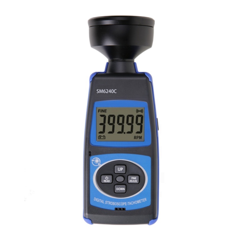 SM6240C Digital Stroboscope with 0.05% Accuracy 5 Digits LCD Backlight and 10MHz Industrial Grade Quartz Crystal