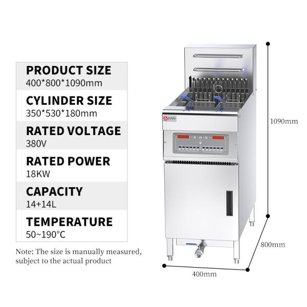 Fast Food Restaurant Large Capacity 18L Electric Deep Fryer Commercial Vertical Fryer